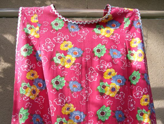 Robe sans manche tissu coton &agrave; fleur dos